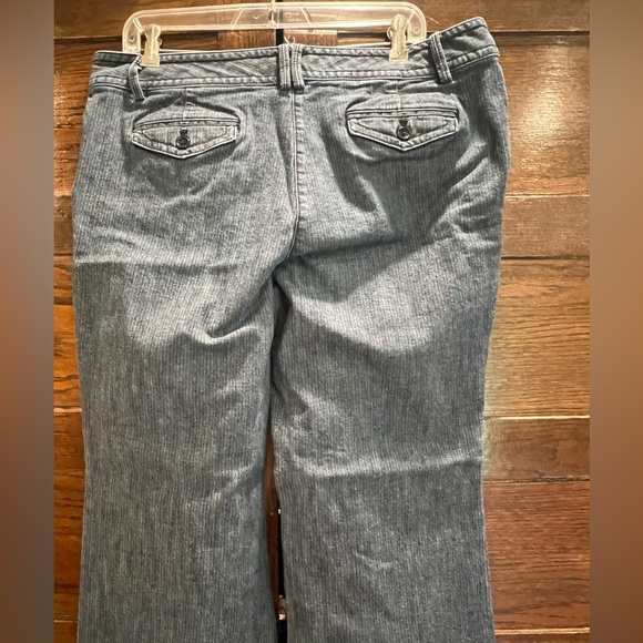 Talbots size 14 Blue Flare Wide Leg Jeans trouser pants denim subtle stripe GUC - Picture 4 of 11